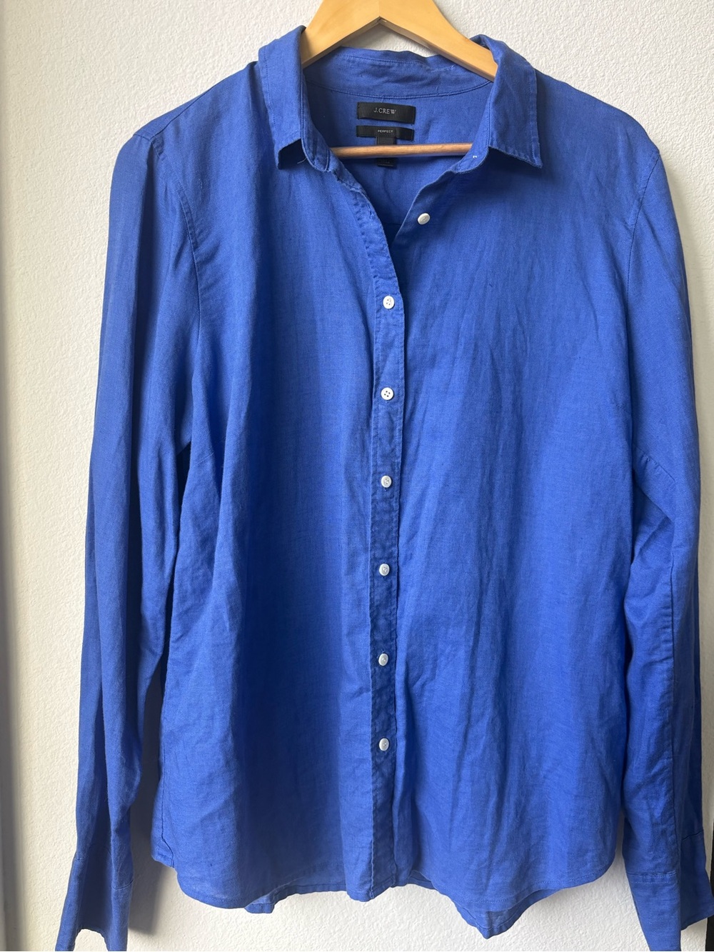 J. Crew Linen Button-Down Shirt in Cobalt Blue